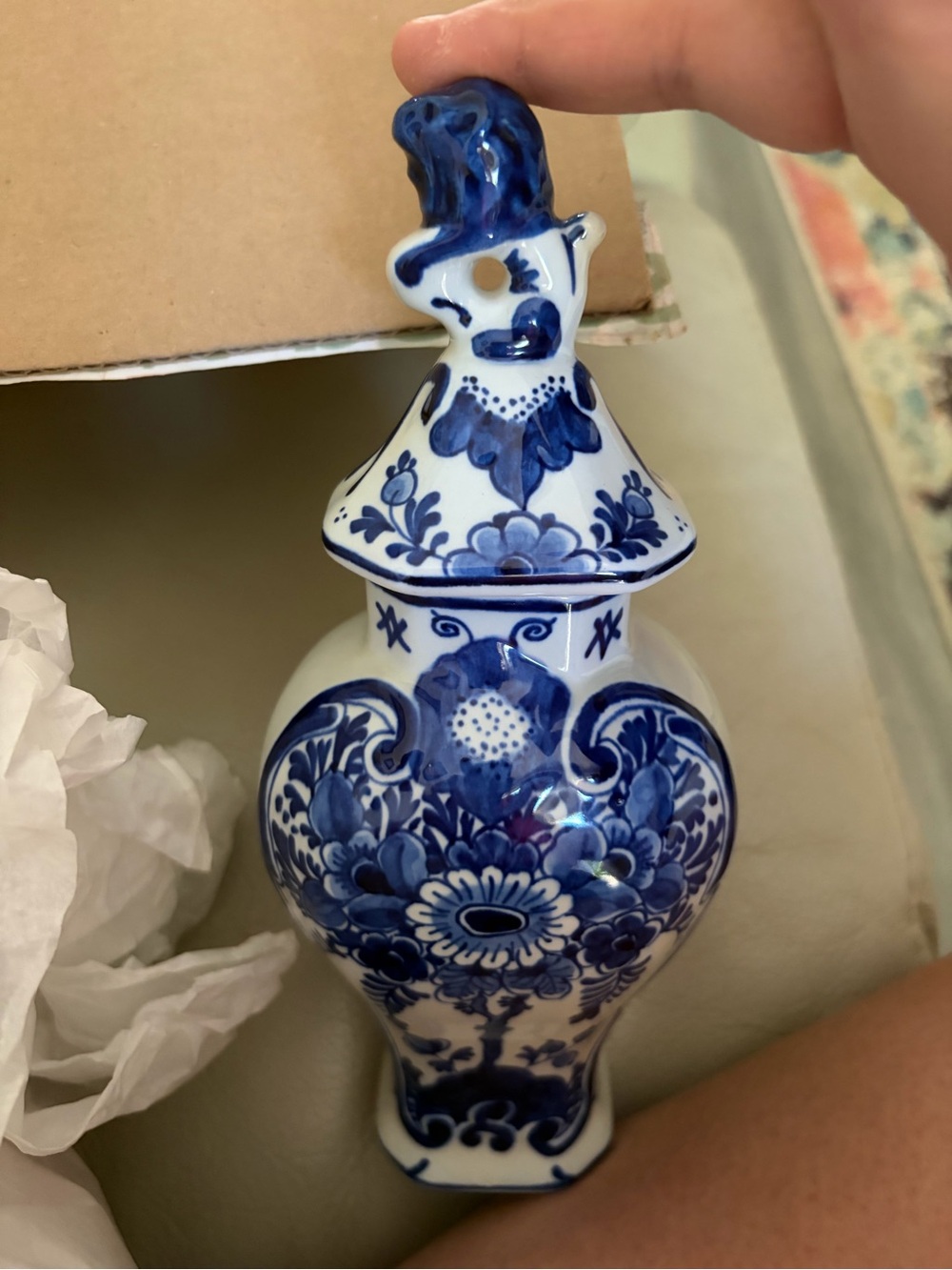 Delft Blue and White Porcelain Decorative Ginger Jar - Home Accents